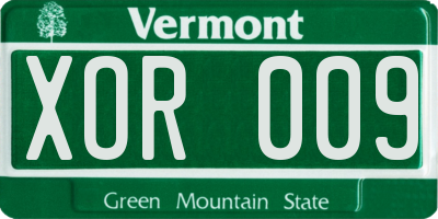 VT license plate XOR009
