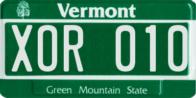 VT license plate XOR010