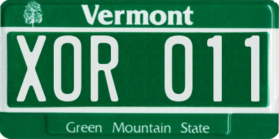 VT license plate XOR011
