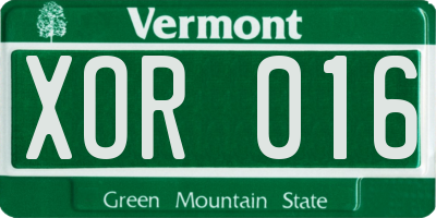 VT license plate XOR016