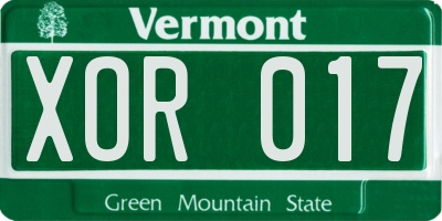 VT license plate XOR017