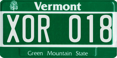 VT license plate XOR018