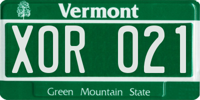 VT license plate XOR021