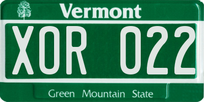 VT license plate XOR022