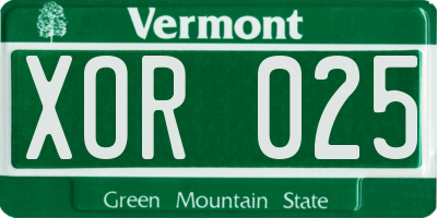VT license plate XOR025