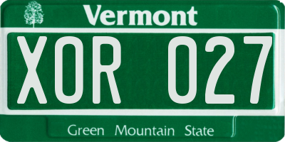 VT license plate XOR027