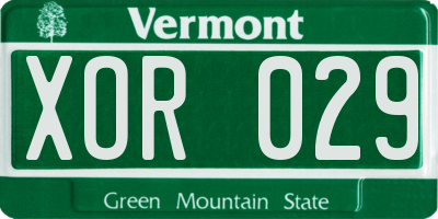 VT license plate XOR029