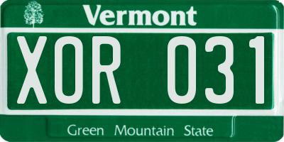 VT license plate XOR031