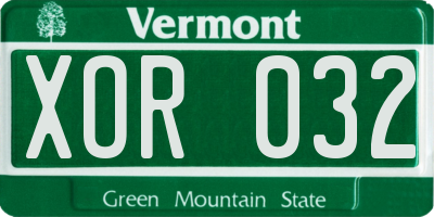 VT license plate XOR032
