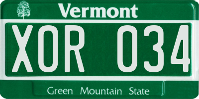 VT license plate XOR034