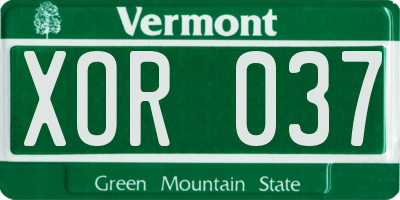VT license plate XOR037
