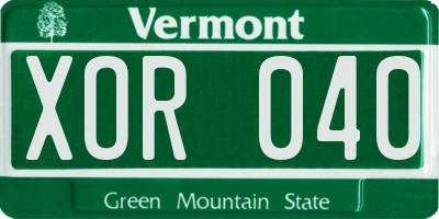 VT license plate XOR040