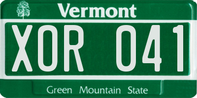 VT license plate XOR041