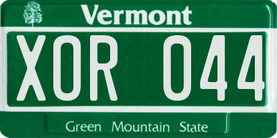 VT license plate XOR044