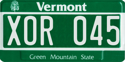 VT license plate XOR045