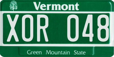 VT license plate XOR048