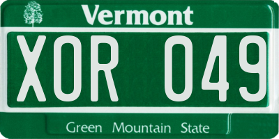 VT license plate XOR049