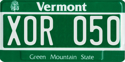 VT license plate XOR050