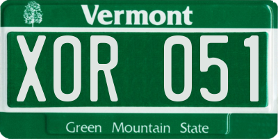 VT license plate XOR051