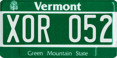 VT license plate XOR052