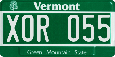 VT license plate XOR055