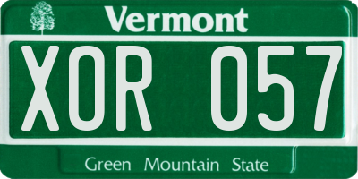 VT license plate XOR057