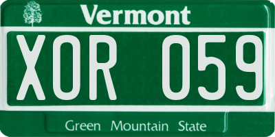 VT license plate XOR059