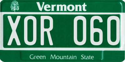 VT license plate XOR060