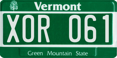 VT license plate XOR061