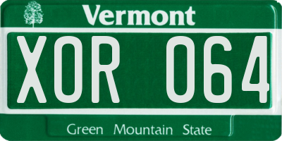 VT license plate XOR064