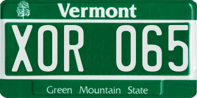 VT license plate XOR065