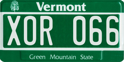 VT license plate XOR066
