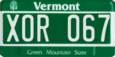 VT license plate XOR067