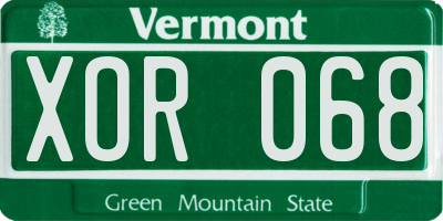 VT license plate XOR068