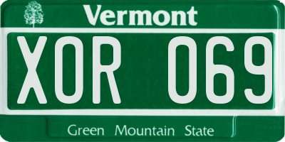 VT license plate XOR069