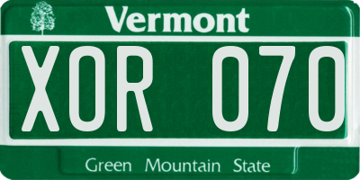 VT license plate XOR070