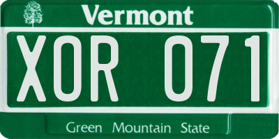 VT license plate XOR071