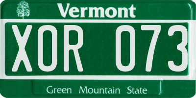 VT license plate XOR073