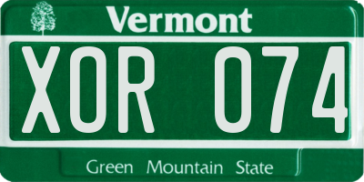 VT license plate XOR074
