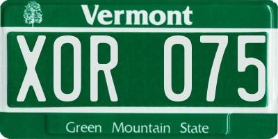 VT license plate XOR075