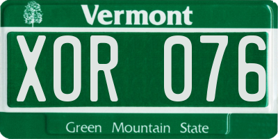 VT license plate XOR076