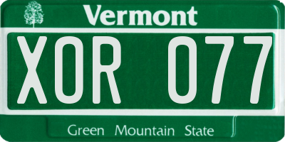 VT license plate XOR077
