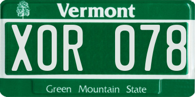 VT license plate XOR078