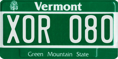 VT license plate XOR080