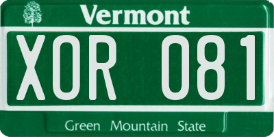 VT license plate XOR081