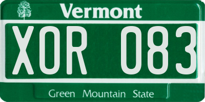 VT license plate XOR083