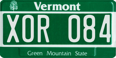 VT license plate XOR084