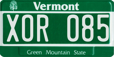 VT license plate XOR085
