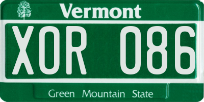 VT license plate XOR086