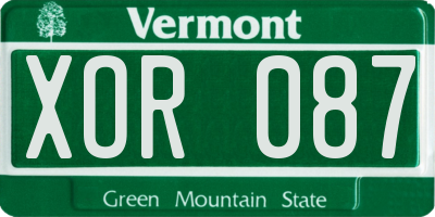 VT license plate XOR087